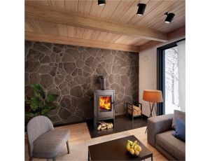 HAAS SOHN VENTO piec wolnostojący 6,3 kW | Czarny / Płytki: Drewnopodobne - image 2