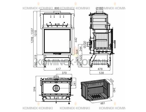HAAS SOHN VESUVIO II/10/1S wkład kominkowy z płaszczem wodnym 15,6 kW | Żel - 2