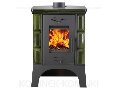 HAAS SOHN EBOLI piec wolnostojący kaflowy 8,4 kW | Kafle: Zielone - 2
