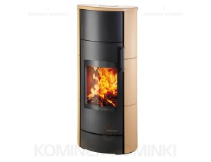 HAAS SOHN ORBA piec wolnostojący kaflowy 6,7 kW | Czarny / Kafle: Piaskowe