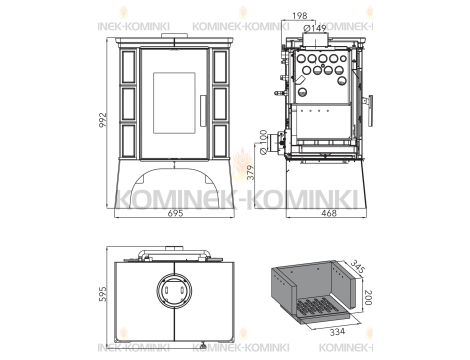 HAAS SOHN EMPOLI AL II piec wolnostojący pł. wodnym 12 kW | Czarny/ Karmel - 3